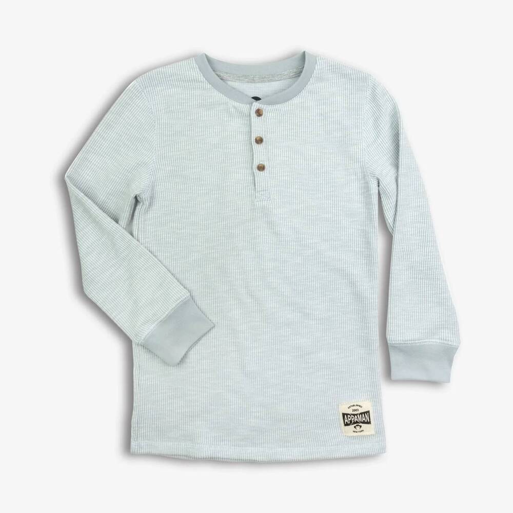 NEW APPAMAN kid's craftsman thermal henley in cool grey